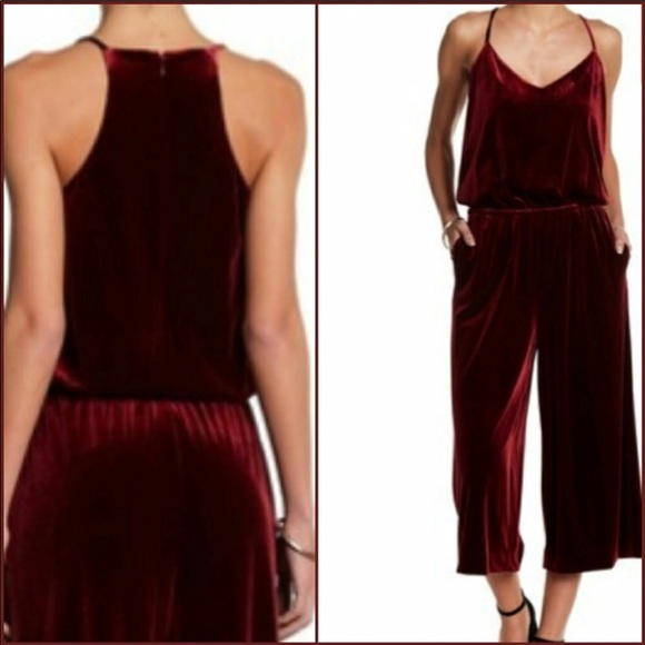 1. State Other - 1 State Velvet Racerback Jumpsuit Deep Claret